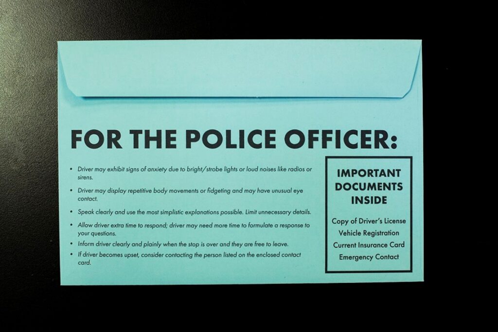 The back of the Blue Envelope with Instructions for the Police Officer.